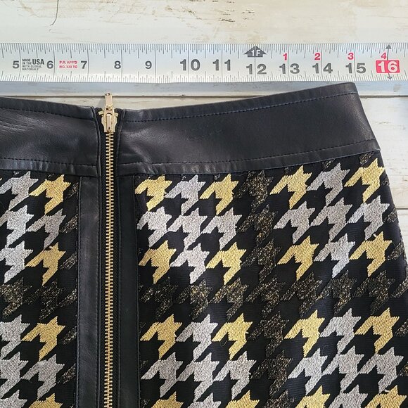 J. McLaughlin Keana Plaid Houndstooth Metallic Skirt Preppy Classic Old Money 6 - Picture 5 of 9